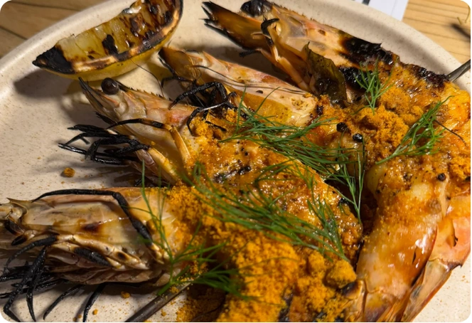 Delicious Tandoori King Prawn - Signature Dish at RARA Kew